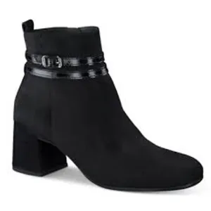 Paul Green Black Suede Sydney Italian Leather Boots Block Heel Size 8 NWB