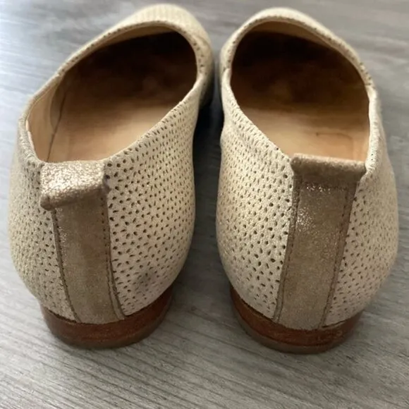 Paul Green Lenny Sun Gold Metallic Leather Loafer Womens 6 Slip On Flats Beige