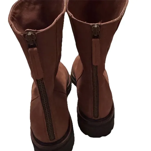 PAUL GREEN NOBU Zip-Up Ankle Boot Brown Nubuck, Slouchy Platform 9.5, 7 UK