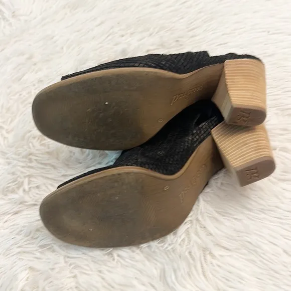 Paul Green Sabrina Black textured lace up heel sling back sandals women size 8