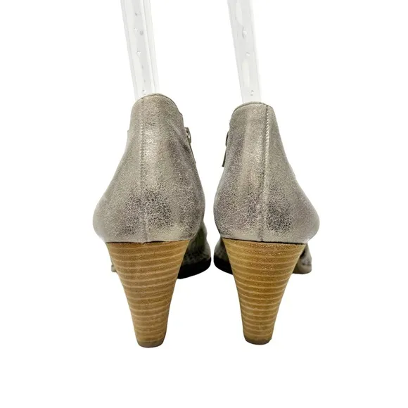 Paul Green Tianna Metallic Leather Peep Toe Heeled Sandals Size 9