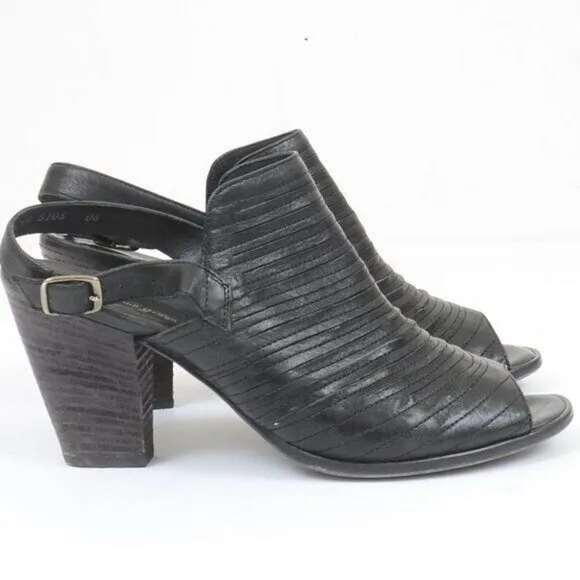 Paul Green Waverly Black Leather Slingback Sandals Open Toe Women's Size 7.5