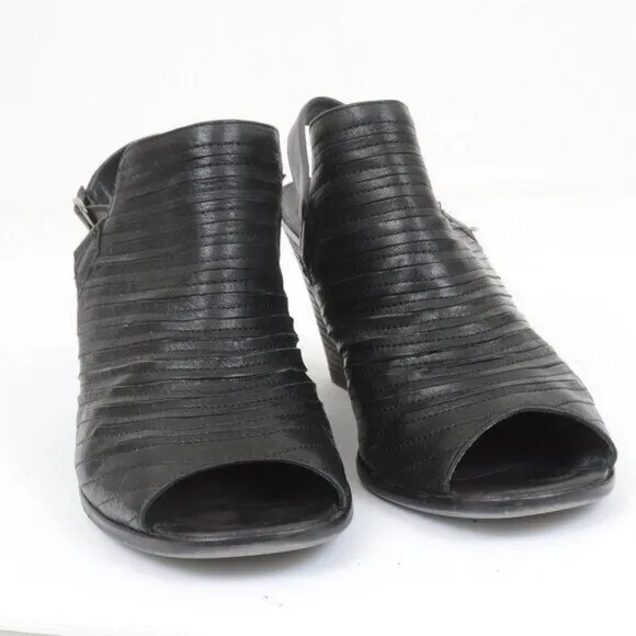 Paul Green Waverly Black Leather Slingback Sandals Open Toe Women's Size 7.5