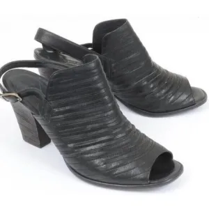 Paul Green Waverly Black Leather Slingback Sandals Open Toe Women's Size 7.5