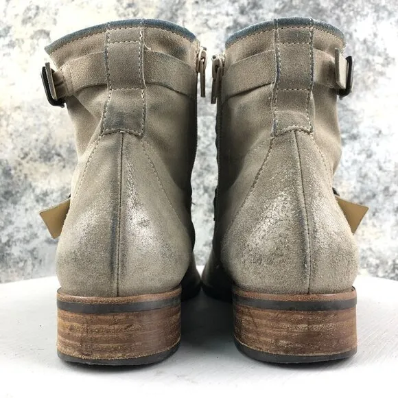Paul Green Women's Size UK 6.5 (US 9) Wyatt Taupe Leather Buckle Ankle Booties