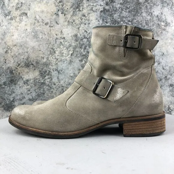 Paul Green Women's Size UK 6.5 (US 9) Wyatt Taupe Leather Buckle Ankle Booties