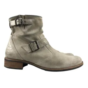 Paul Green Women's Size UK 6.5 (US 9) Wyatt Taupe Leather Buckle Ankle Booties