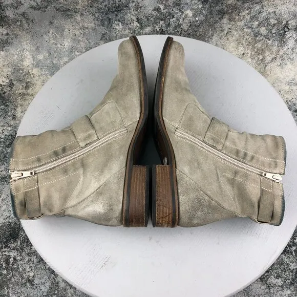 Paul Green Women's Size UK 6.5 (US 9) Wyatt Taupe Leather Buckle Ankle Booties