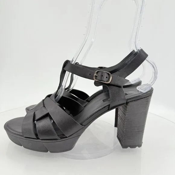 Paul Green Womens Raven Sandals Block Heel Black Leather Size 7.5 UK / 10 US