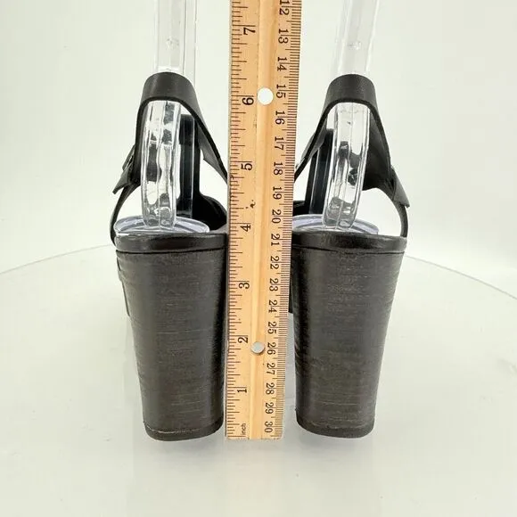 Paul Green Womens Raven Sandals Block Heel Black Leather Size 7.5 UK / 10 US