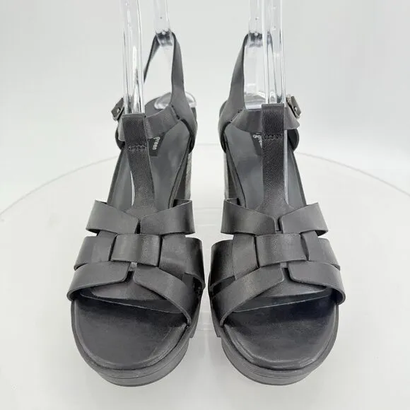Paul Green Womens Raven Sandals Block Heel Black Leather Size 7.5 UK / 10 US