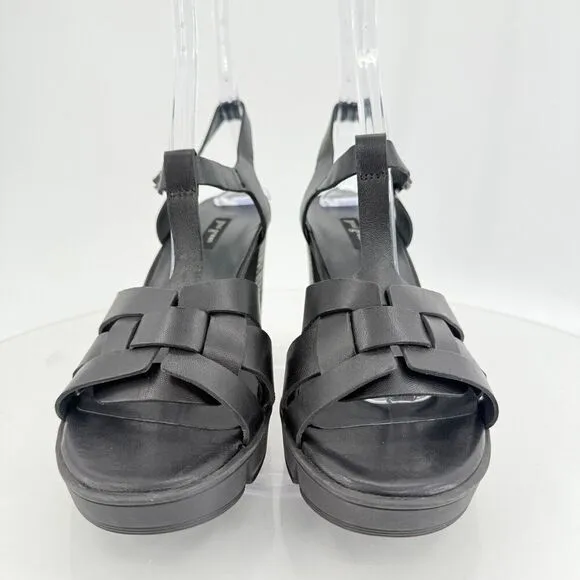 Paul Green Womens Raven Sandals Block Heel Black Leather Size 7.5 UK / 10 US