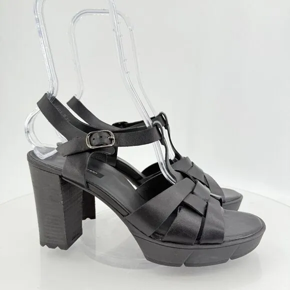 Paul Green Womens Raven Sandals Block Heel Black Leather Size 7.5 UK / 10 US