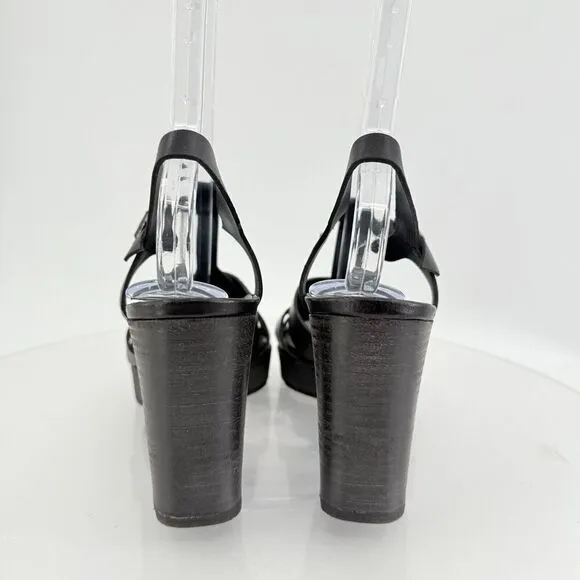Paul Green Womens Raven Sandals Block Heel Black Leather Size 7.5 UK / 10 US