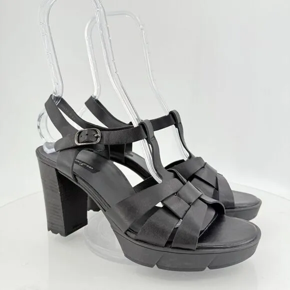 Paul Green Womens Raven Sandals Block Heel Black Leather Size 7.5 UK / 10 US