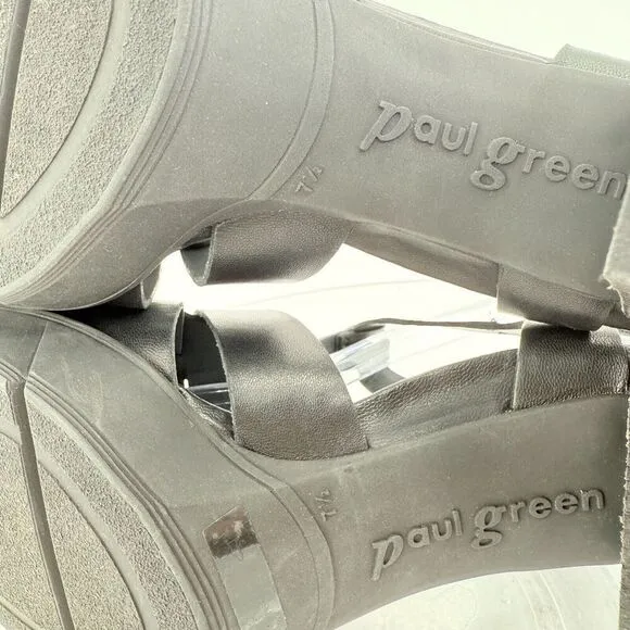 Paul Green Womens Raven Sandals Block Heel Black Leather Size 7.5 UK / 10 US