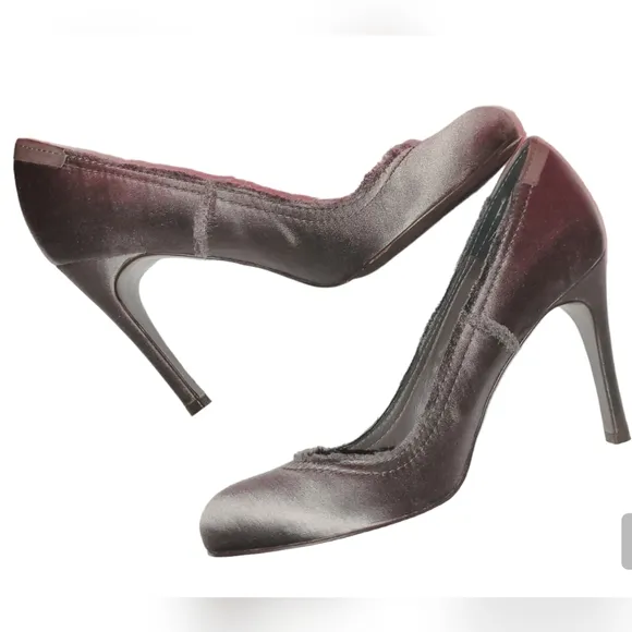 Pedro Garcia grey frayed satin shoes high heels size 8 / 38 NEW