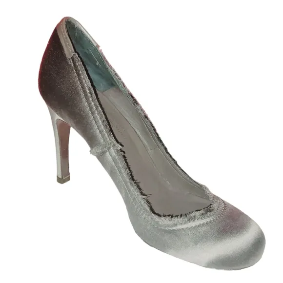 Pedro Garcia grey frayed satin shoes high heels size 8 / 38 NEW