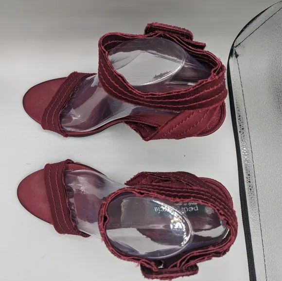 Pedro Garcia High Heeled Frayed Satin Sandal (Catalina in orchid). Size …