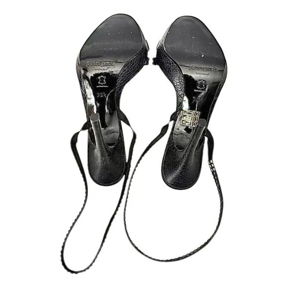 PEDRO GARCIA Studded Black Leather High Heel Sandals Stiletto Sz 6.5 US EU 36.5