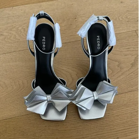 Pedro US - Stella Heel Sandals in Metallic Silver