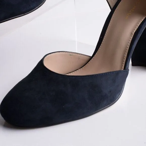 Pelle Moda Womens Pierce Midnight Kid Suede Heels Pumps Shoes Navy Blue US 9.5