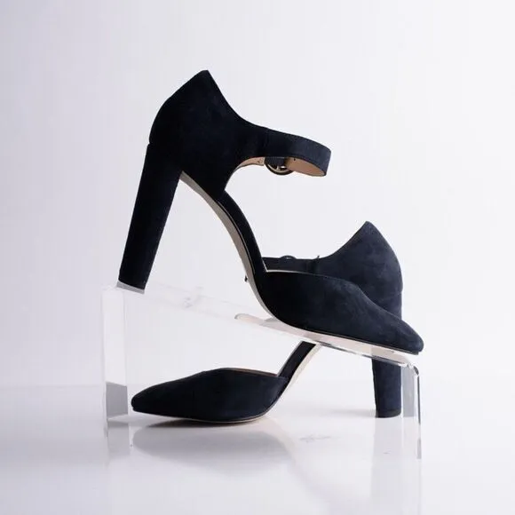 Pelle Moda Womens Pierce Midnight Kid Suede Heels Pumps Shoes Navy Blue US 9.5