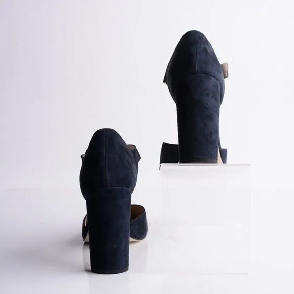 Pelle Moda Womens Pierce Midnight Kid Suede Heels Pumps Shoes Navy Blue US 9.5