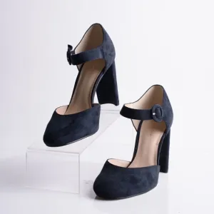 Pelle Moda Womens Pierce Midnight Kid Suede Heels Pumps Shoes Navy Blue US 9.5