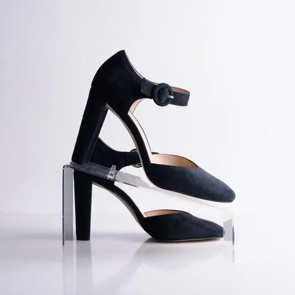 Pelle Moda Womens Pierce Midnight Kid Suede Heels Pumps Shoes Navy Blue US 9.5