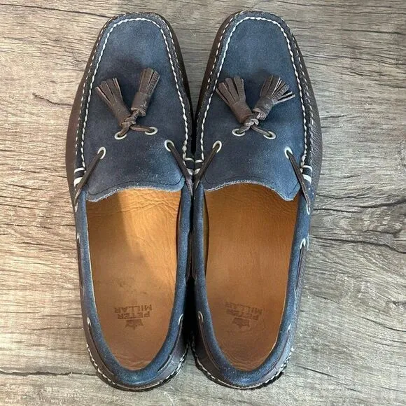 Peter Millar Leather Suede Tassel Loafers Shoes Men’s Shoes Size 9.5 Brown Wide
