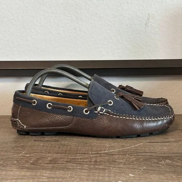 Peter Millar Leather Suede Tassel Loafers Shoes Men’s Shoes Size 9.5 Brown Wide