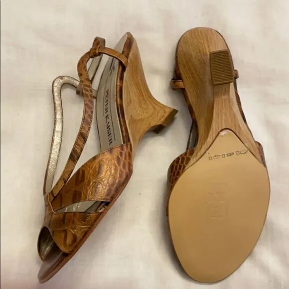 PETER KAISER KORK KALYA WEDGE SANDALS. NEW