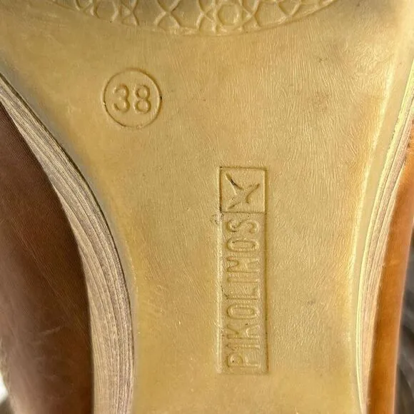 Pikolinos Capri Cut out Comfort Yellow Wedge US 7.5 Slide Sandals Shoes