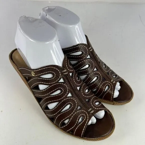 Pikolinos Capri Cut out Comfort Yellow Wedge US 7.5 Slide Sandals Shoes