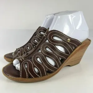 Pikolinos Capri Cut out Comfort Yellow Wedge US 7.5 Slide Sandals Shoes