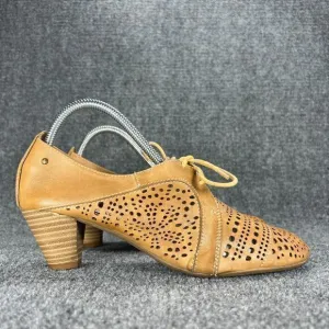Pikolinos Florencia High Heel Oxford Pumps Womens 40 US 9-9.5 Tan Leather Shoes