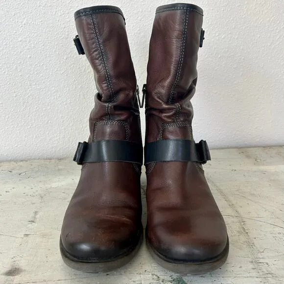 Pikolinos Le Mans leather biker boots Moto slouchy with buckles western 6.5 / 37