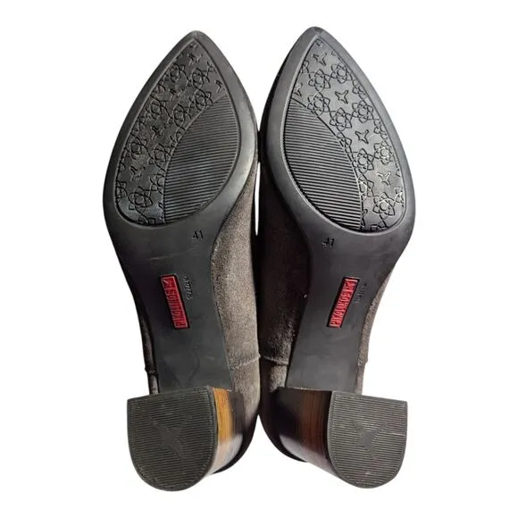 Pikolinos Salamanca Lead Gray Block Heel Pointed Toe Chelsea Ankle Boots 41 10.5
