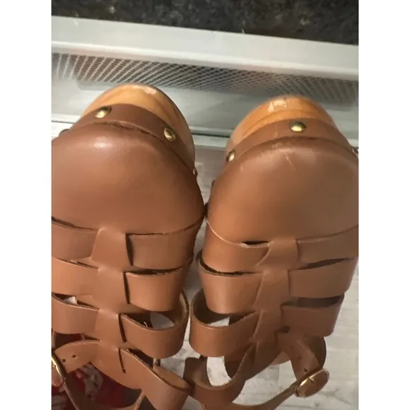 Pilcro Free People Florence Fisherman Brown Leather Clogs Sz 10