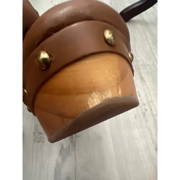 Pilcro Free People Florence Fisherman Brown Leather Clogs Sz 10