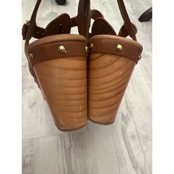 Pilcro Free People Florence Fisherman Brown Leather Clogs Sz 10
