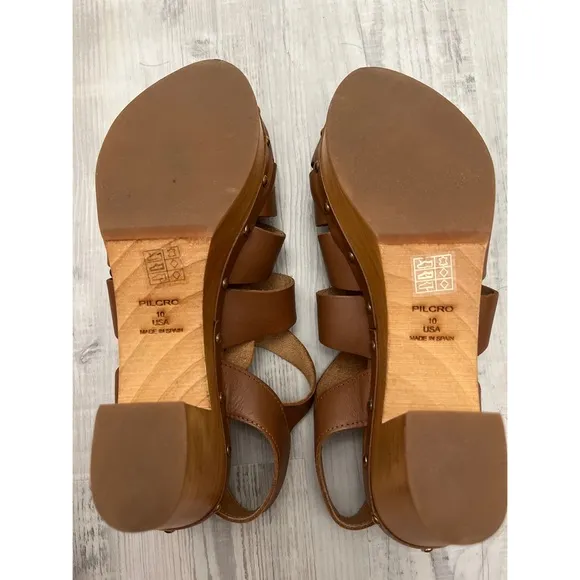 Pilcro Free People Florence Fisherman Brown Leather Clogs Sz 10