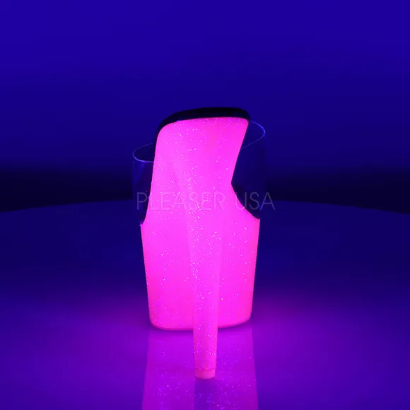 Platform UV Glow Glitter Clear High Heel Shoes