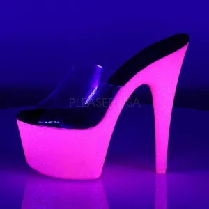 Platform UV Glow Glitter Clear High Heel Shoes