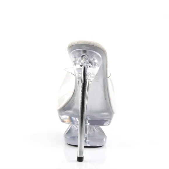 PLEASER ECLIPSE-601  Women's Clear 6&quot; Heel Cut-Out Platform Slide Shoes 9 new