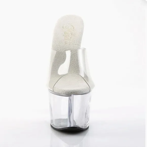 Pleasers Shoes Pumps Sexy Tall Platform White/Clear Exotic 7&quot; Heels size 14