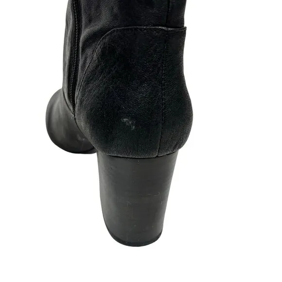 Poetic License Knee High Boots Black Leather Sultry Splash Sz 9 M Block Heel 00'