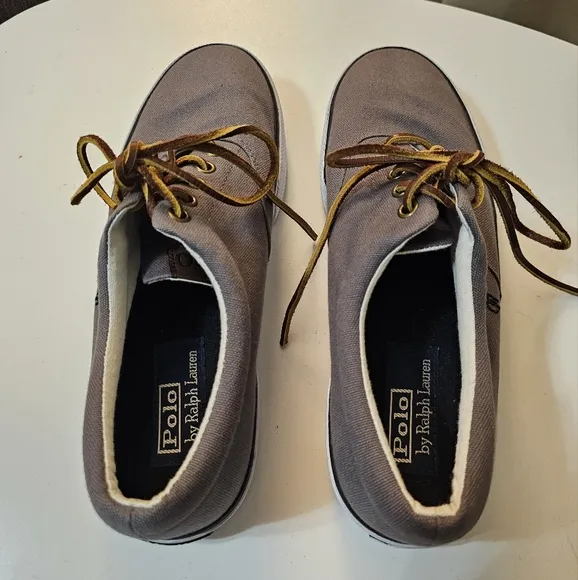 Polo Ralph Lauren Forestmont II Gray Canvas Casual Neutral Academia Shoes 8.5