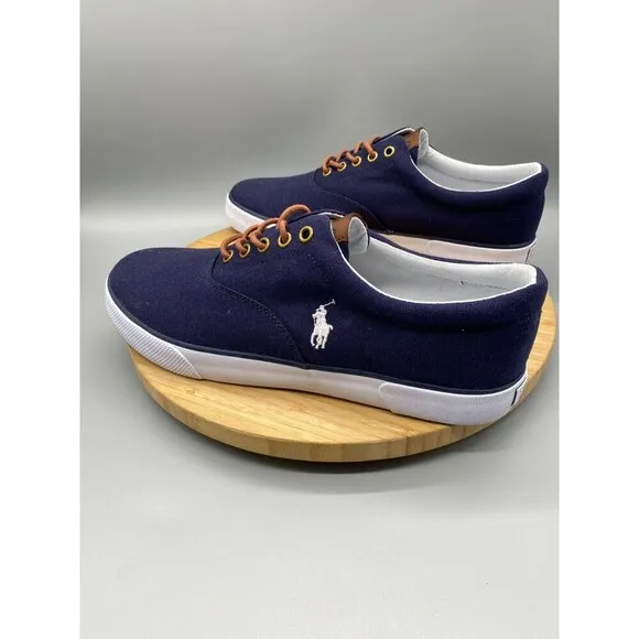 Polo Shoes Mens Size 11.5 Blue Casual Forestmnt II Sneakers Lace Low Logo Canvas